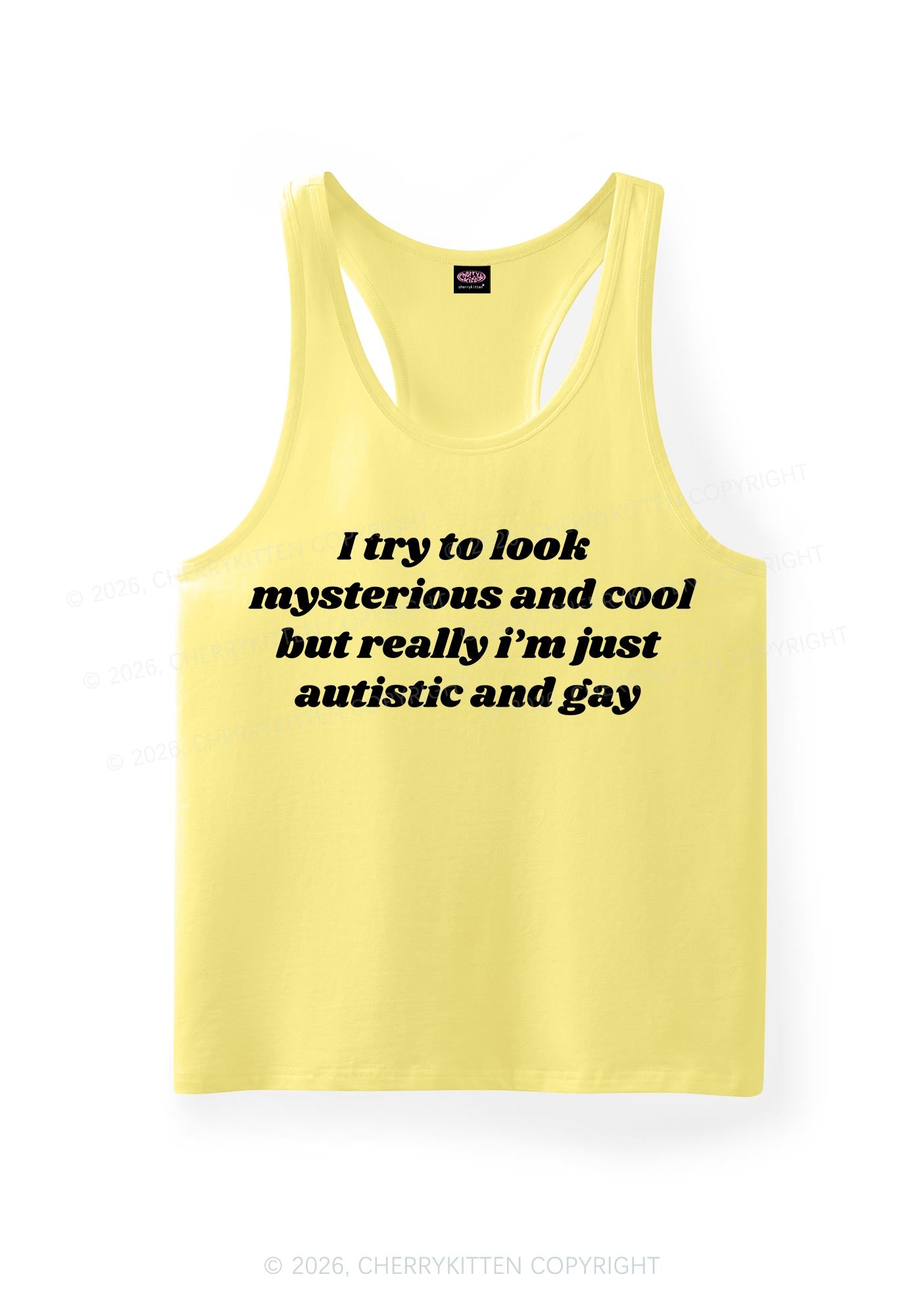Im Just Autistic And Gay Pride Y2K Men Racerback Tank Top Cherrykitten