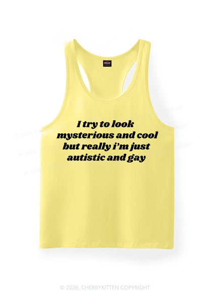 Im Just Autistic And Gay Pride Y2K Men Racerback Tank Top Cherrykitten