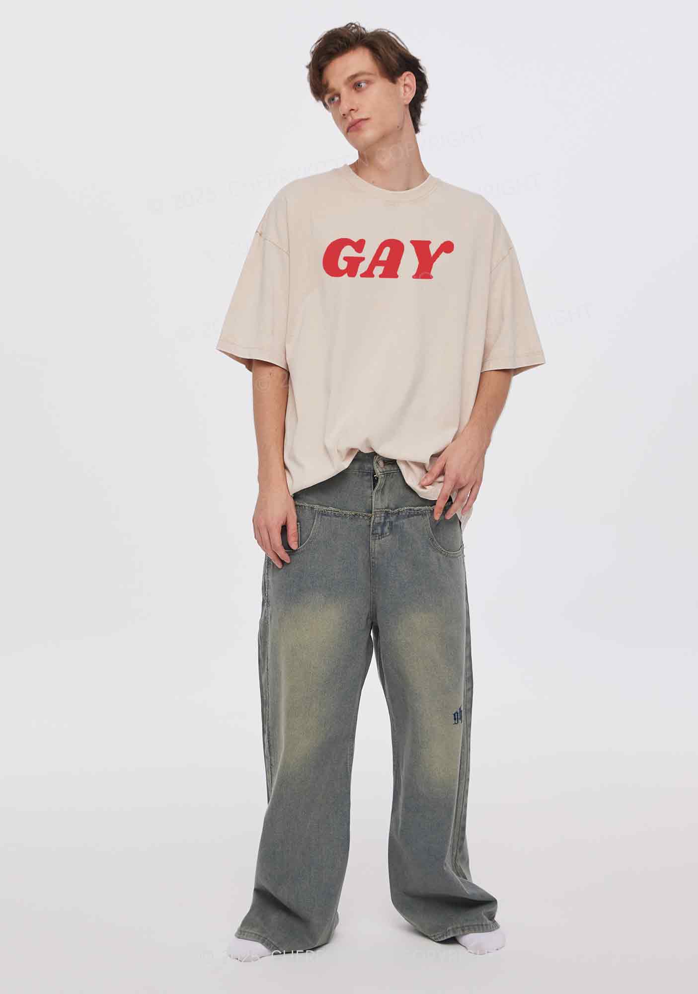 Gay Slxt Two Sides Pride Y2K Shirts Washed Tee Cherrykitten