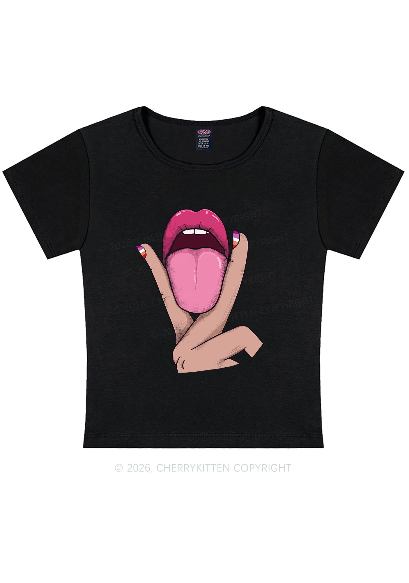 Lesbian Kissing Pride Y2K Baby Tee Cherrykitten