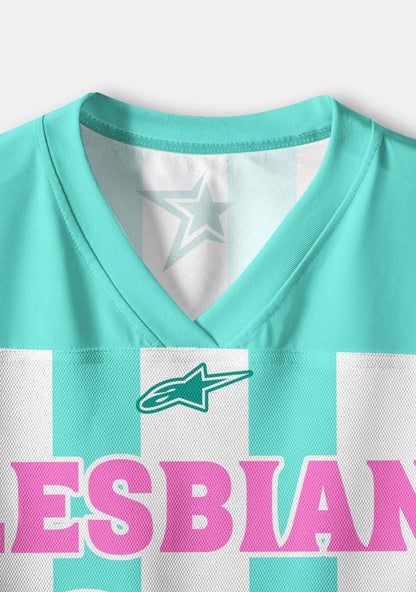 Mint Green Lesbian Princess Pride Y2K Crop Sport Jersey Shirts Cherrykitten