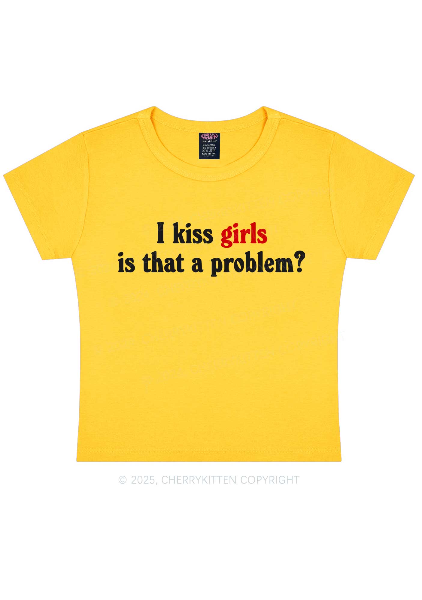 I Kiss Girls Y2K Baby Tee Cherrykitten