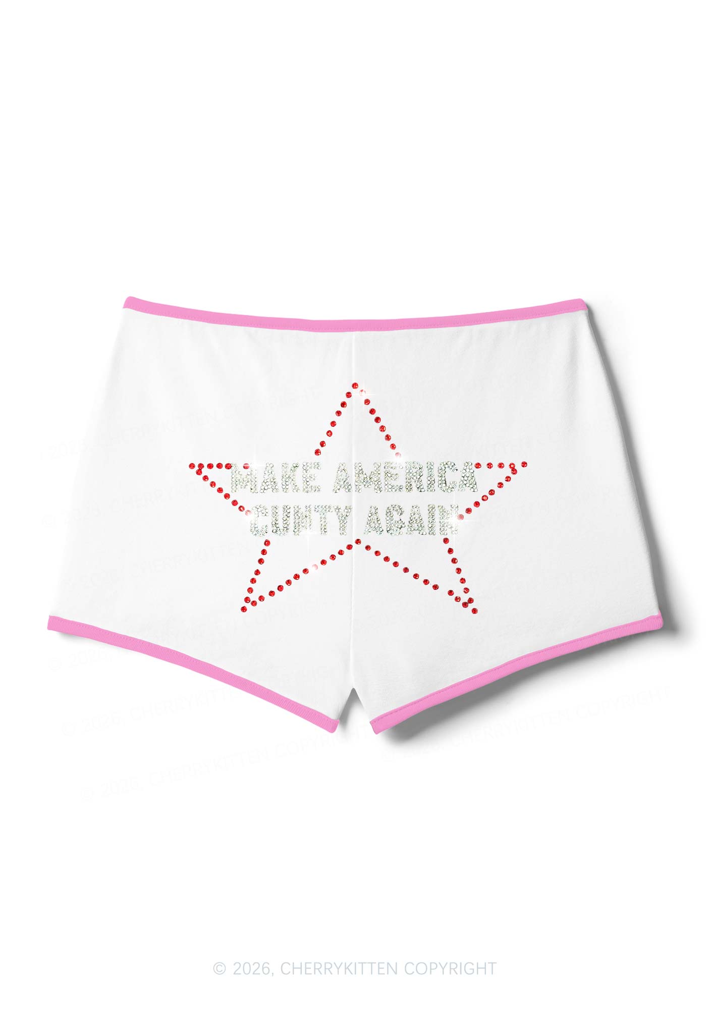Rhinestone Make America Cxxty Again Y2K Booty Shorts Cherrykitten