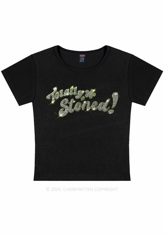 Rhinestone Totally Stoned Y2K Baby Tee Cherrykitten