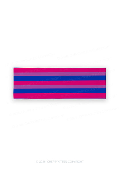 Bisexual Flag Stripe Pride Y2K Print Headband Cherrykitten