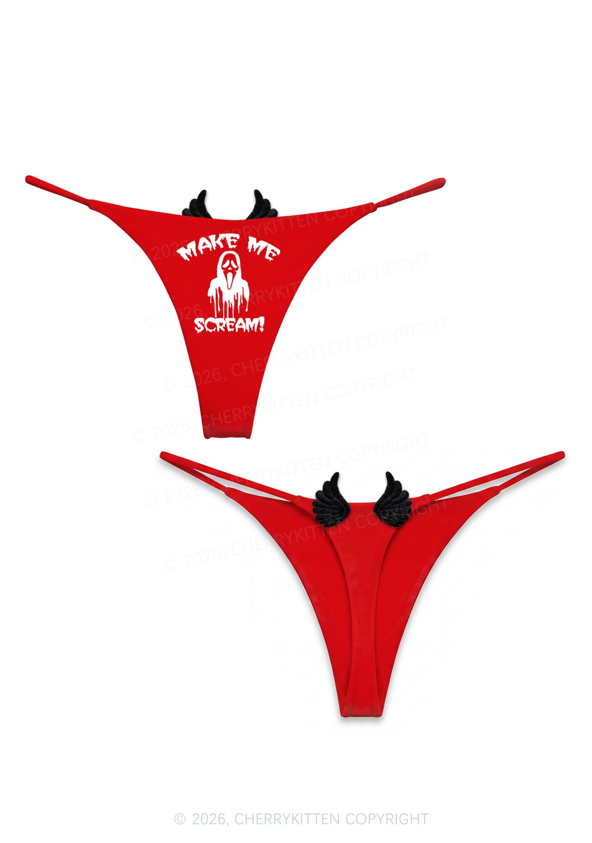 Halloween Make Me Scream Y2K Goth Angel Wings Bikini String Thong Cherrykitten