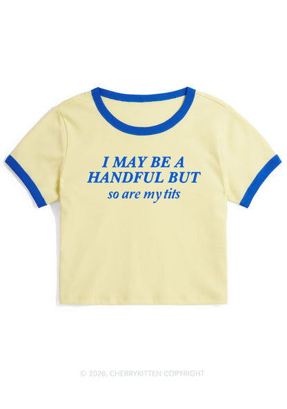 I May Be A Handful Y2K Ringer Tee Cherrykitten