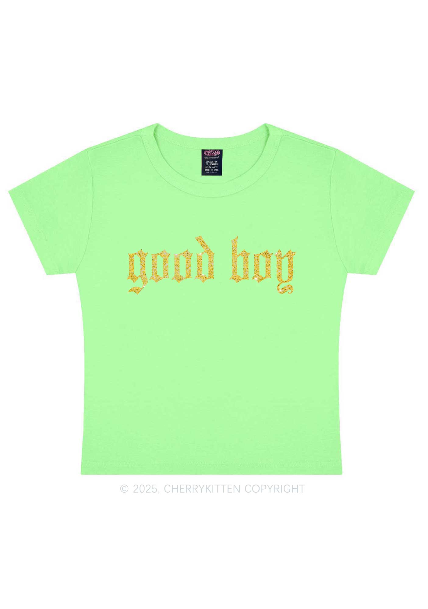 Glitter Good Boy Y2K Baby Tee Cherrykitten
