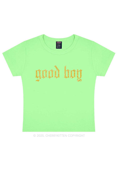 Glitter Good Boy Y2K Baby Tee Cherrykitten