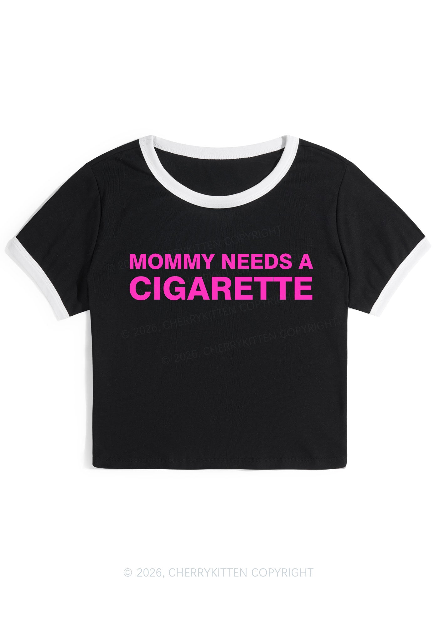 Mommy Needs A Cigarette Y2K Ringer Tee Cherrykitten