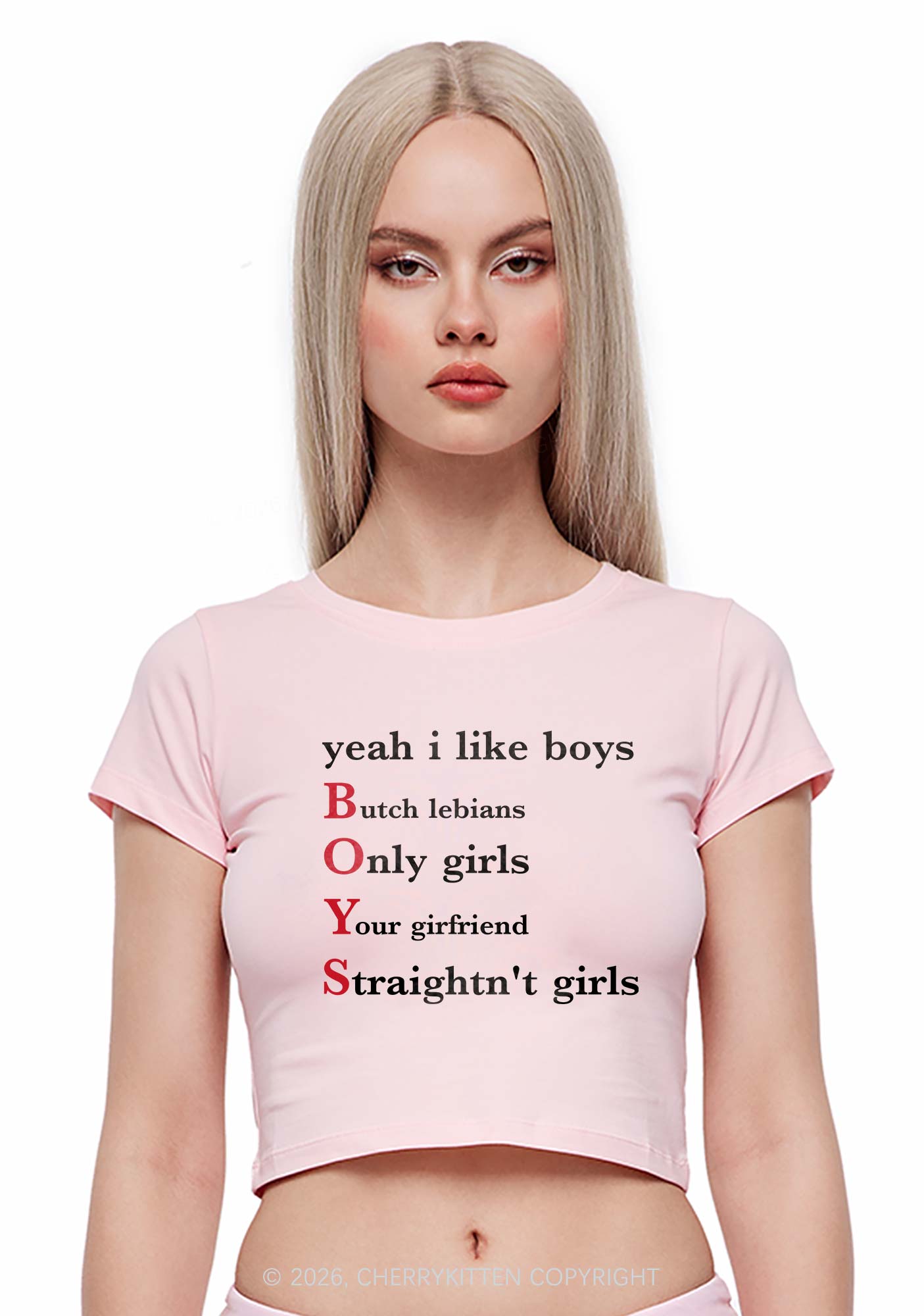 Yeah I Like Boys Pride Y2K Baby Tee Cherrykitten