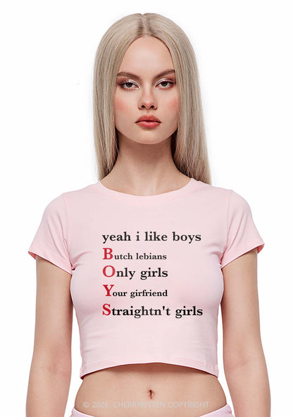 Yeah I Like Boys Pride Y2K Baby Tee Cherrykitten