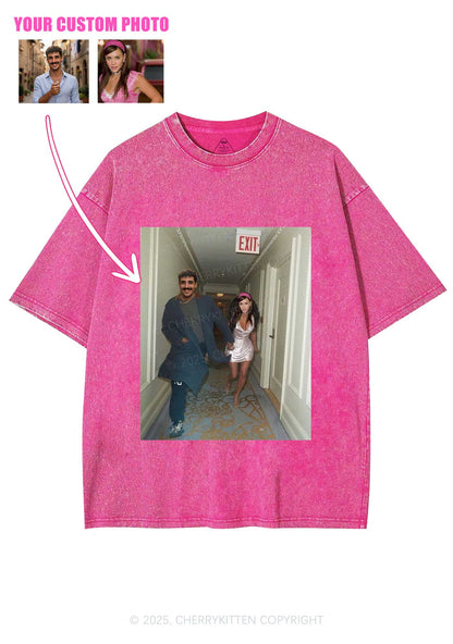 Custom Famous Hallway Photo Y2K Shirts Washed Tee Cherrykitten