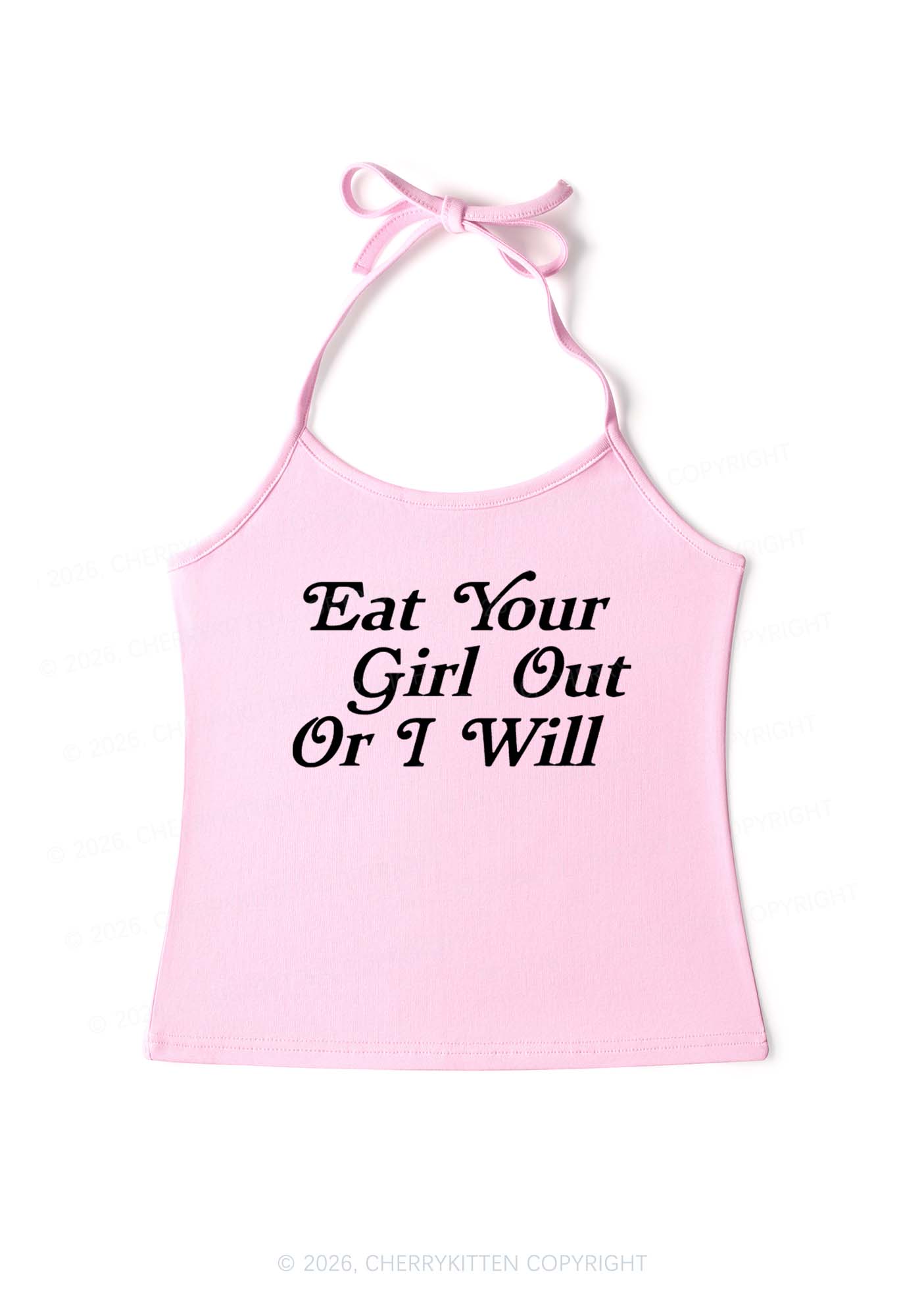 Eat Your Girl Out Y2K Halter Neck Cami Cherrykitten