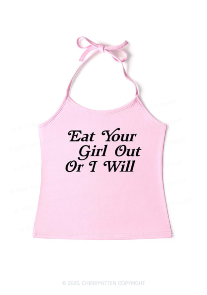 Eat Your Girl Out Y2K Halter Neck Cami Cherrykitten