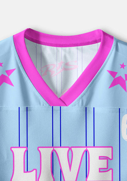 Blue Live Laugh Lesbian Pride Y2K Crop Sport Jersey Shirts Cherrykitten