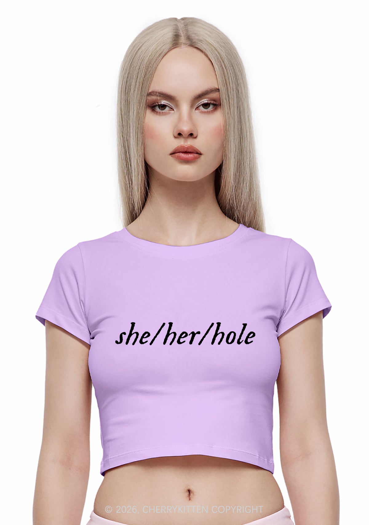 She Her Hole Pride Y2K Baby Tee Cherrykitten