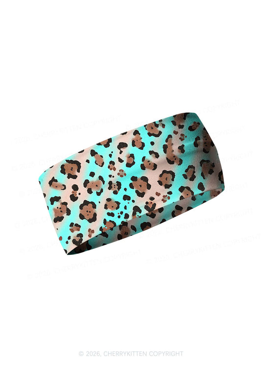 Mint Leopard Y2K Print Headband Cherrykitten