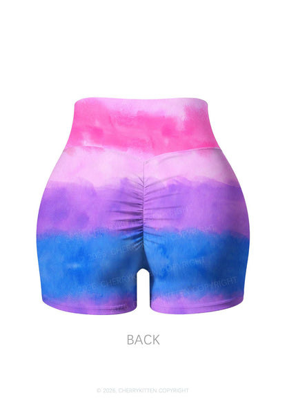 Bisexual Tie Dye Pride Y2K Print Gym Shorts Cherrykitten