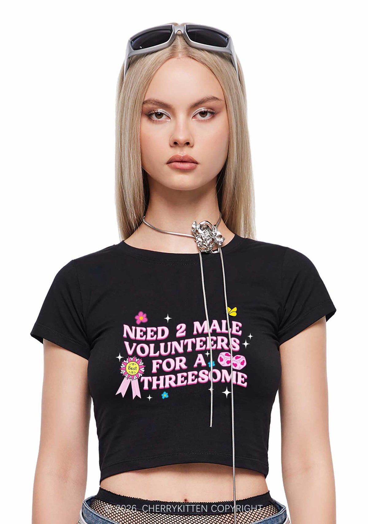 Two Male Volunteers For Threesome Y2K Baby Tee Cherrykitten
