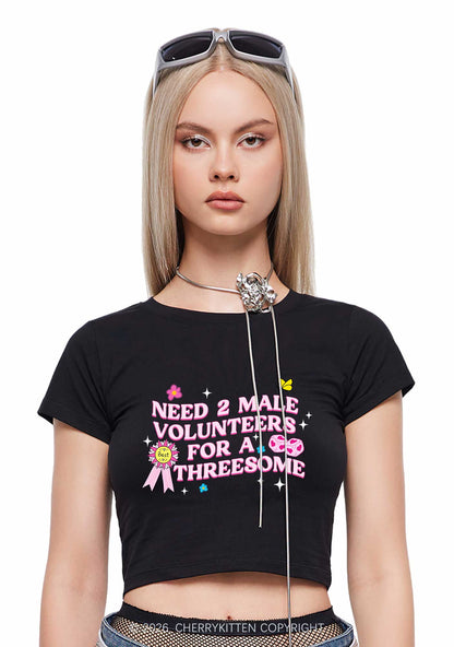 Two Male Volunteers For Threesome Y2K Baby Tee Cherrykitten