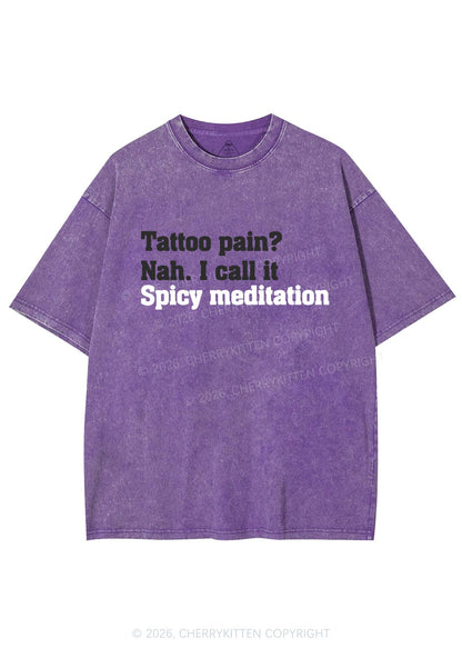 Tattoo Pain Spicy Meditation Y2K Shirts Washed Tee Cherrykitten