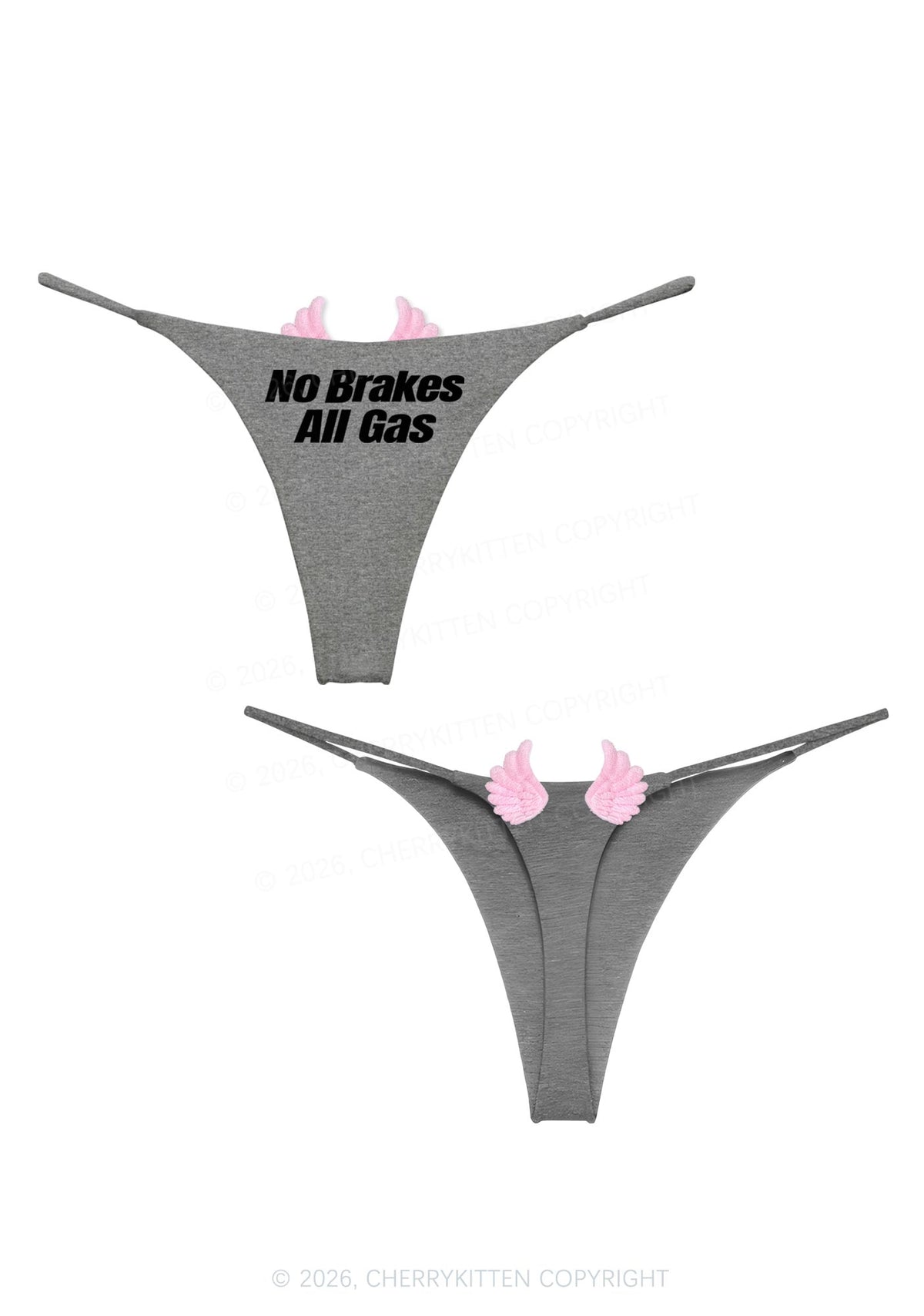 No Brakes All Gas Y2K Goth Angel Wings Bikini String Thong Cherrykitten