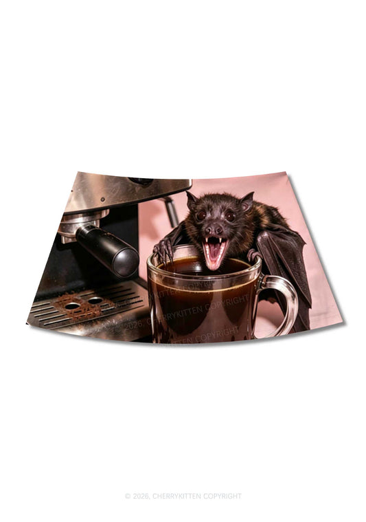 Halloween Bat Coffee Y2K Print Mini Skirt Cherrykitten