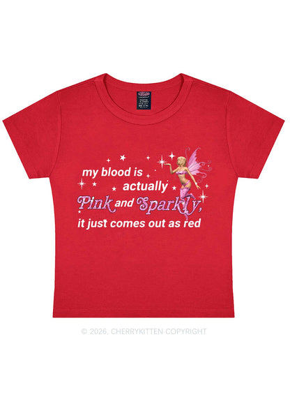 My Blood Is Pink And Sparkly Y2K Baby Tee Cherrykitten