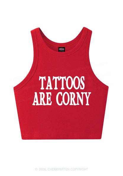 Tattoos Are Corny Y2K Crop Tank Top Cherrykitten
