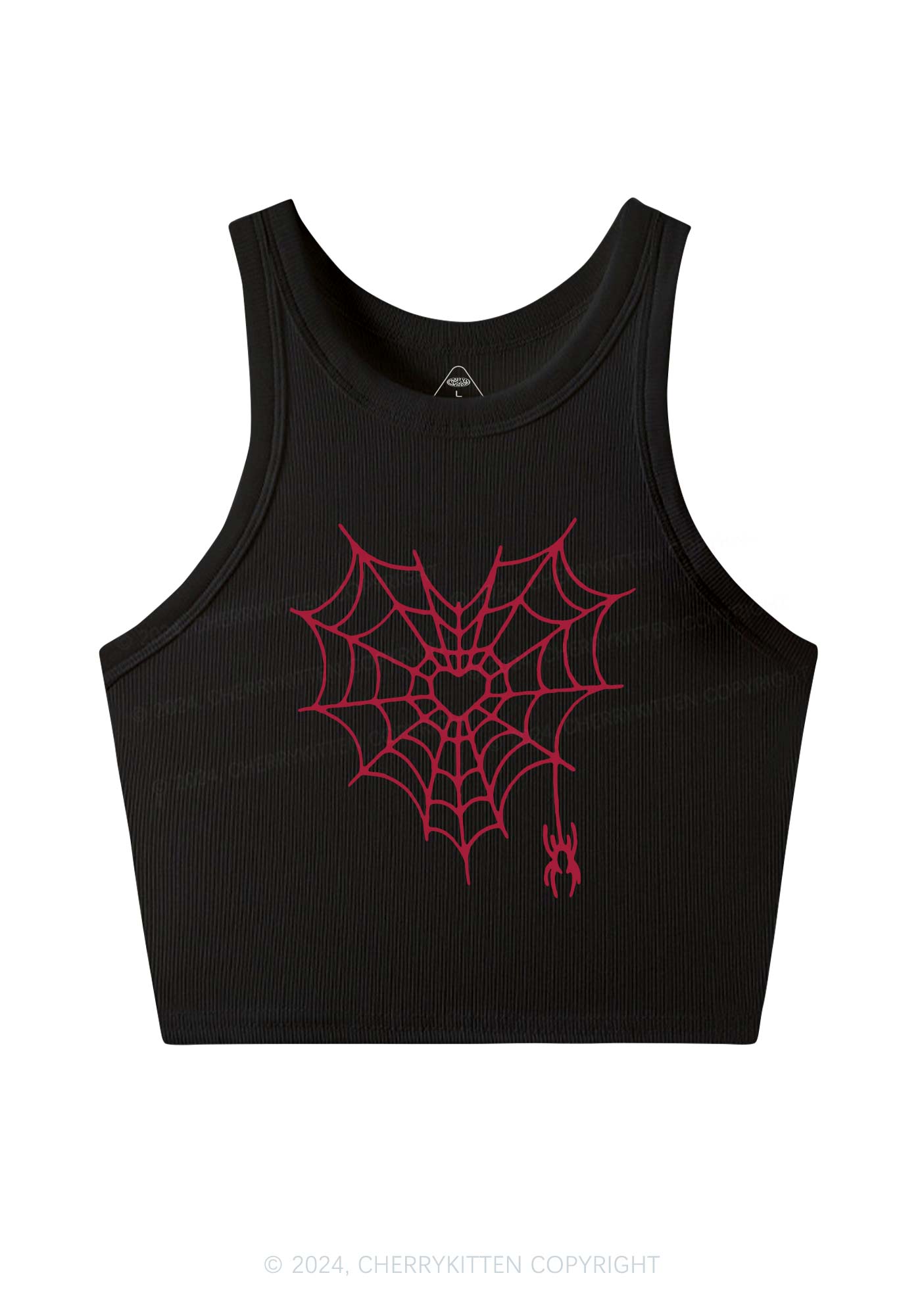 Heart Spider Web Y2K Valentine's Day Crop Tank Top Cherrykitten