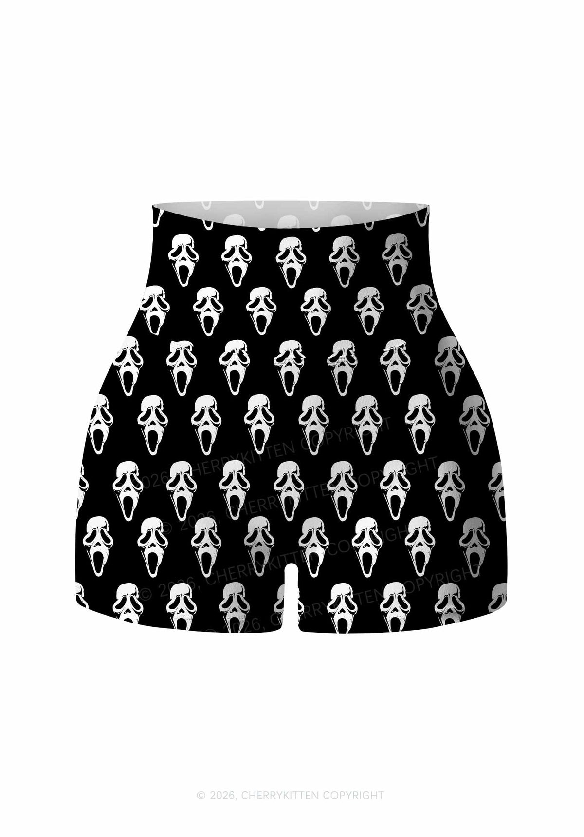 Halloween Spooky Ghost Y2K Print Gym Shorts Cherrykitten