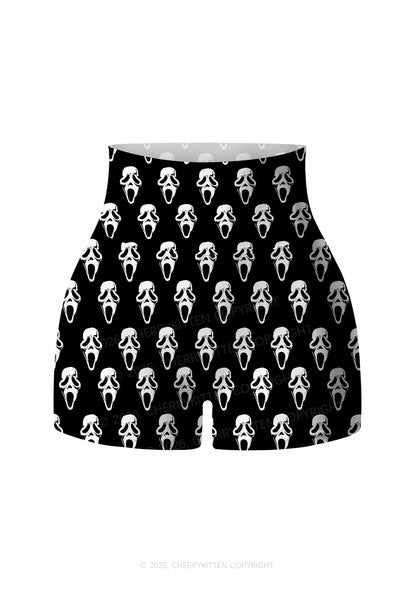 Halloween Spooky Ghost Y2K Print Gym Shorts Cherrykitten