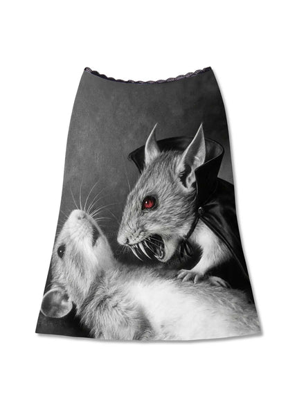 Halloween Vampire Rat Y2K Print Midi Skirt Cherrykitten