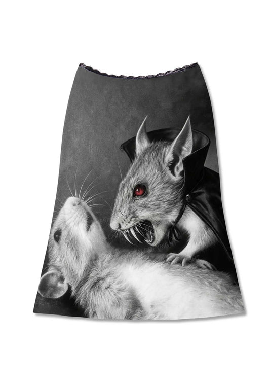 Halloween Vampire Rat Y2K Print Midi Skirt Cherrykitten