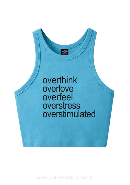 Overstimulated Slogan Y2K Crop Tank Top Cherrykitten