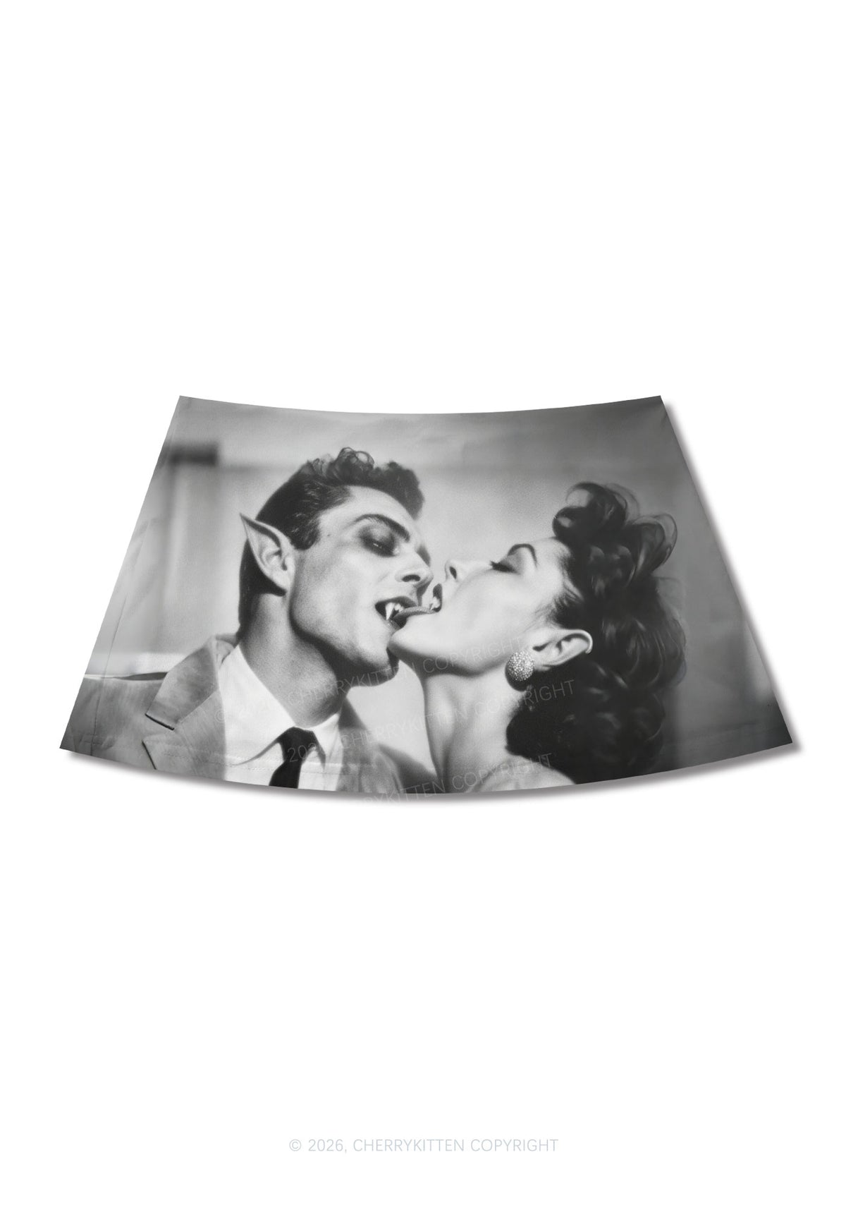 Halloween Vampire Couple Y2K Print Mini Skirt Cherrykitten
