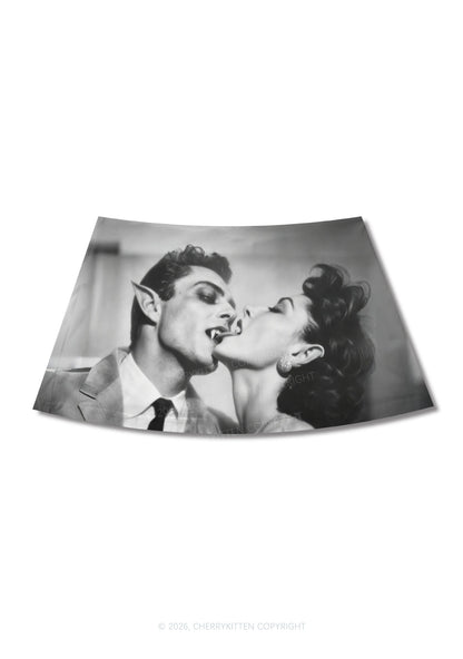 Halloween Vampire Couple Y2K Print Mini Skirt Cherrykitten