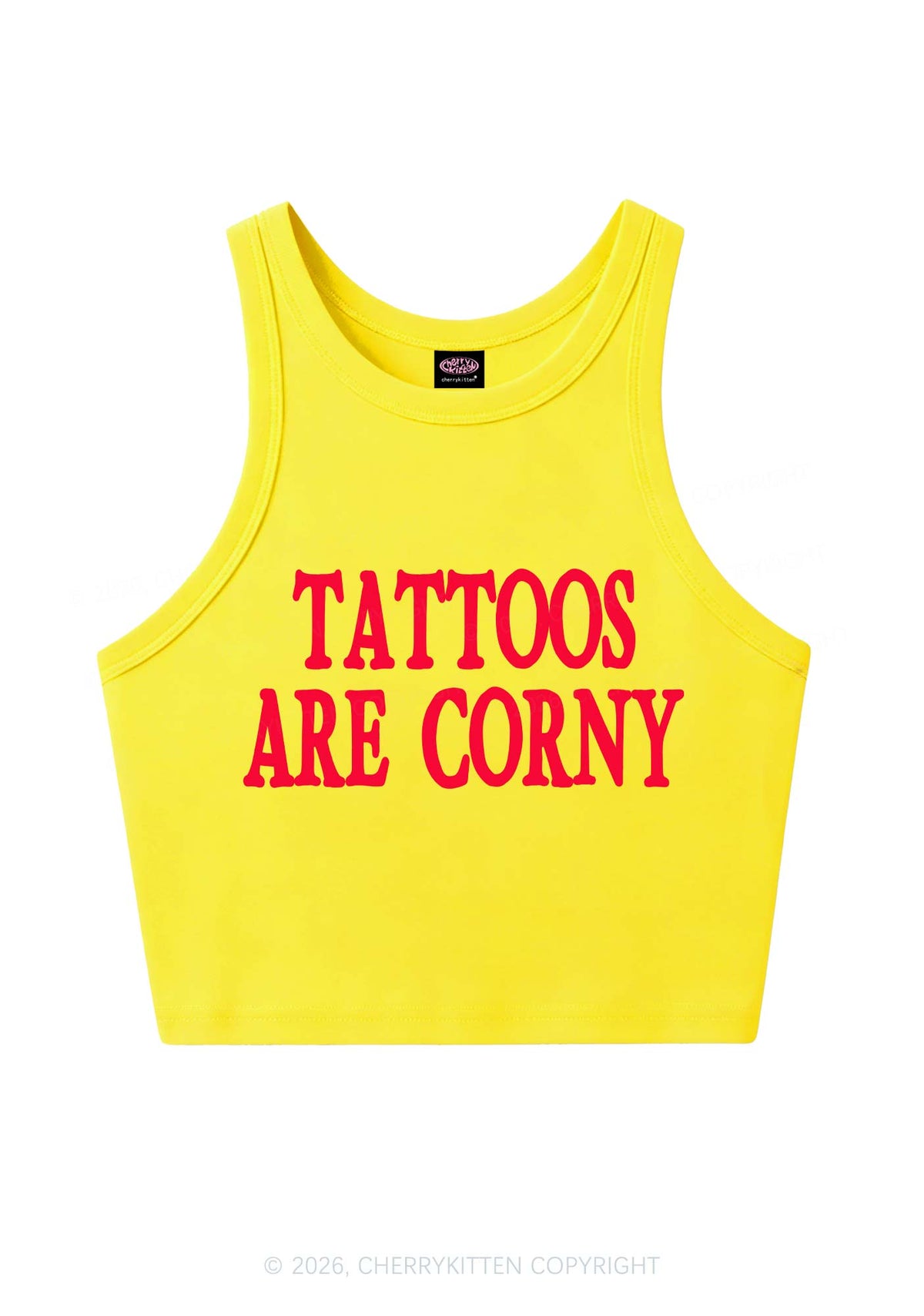Tattoos Are Corny Y2K Crop Tank Top Cherrykitten