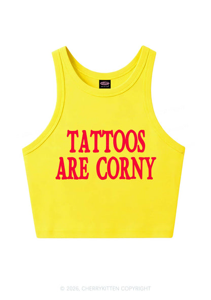 Tattoos Are Corny Y2K Crop Tank Top Cherrykitten