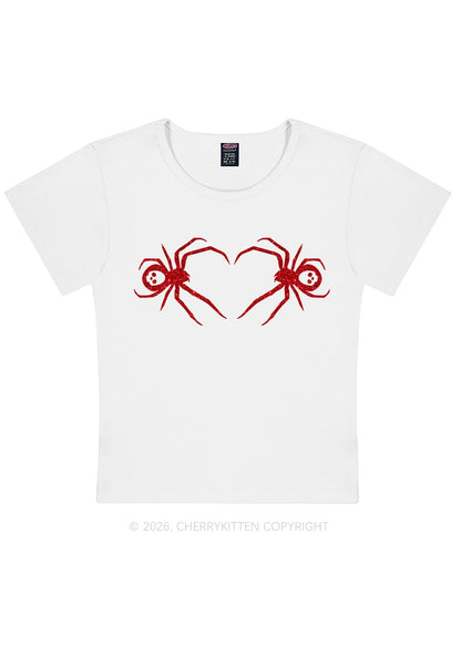 Glitter Skull Spider Y2K Baby Tee Cherrykitten