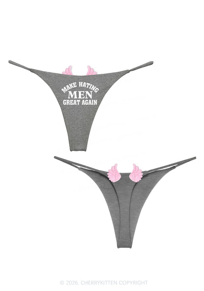 Make Hating Men Great Again Y2K Goth Angel Wings Bikini String Thong Cherrykitten