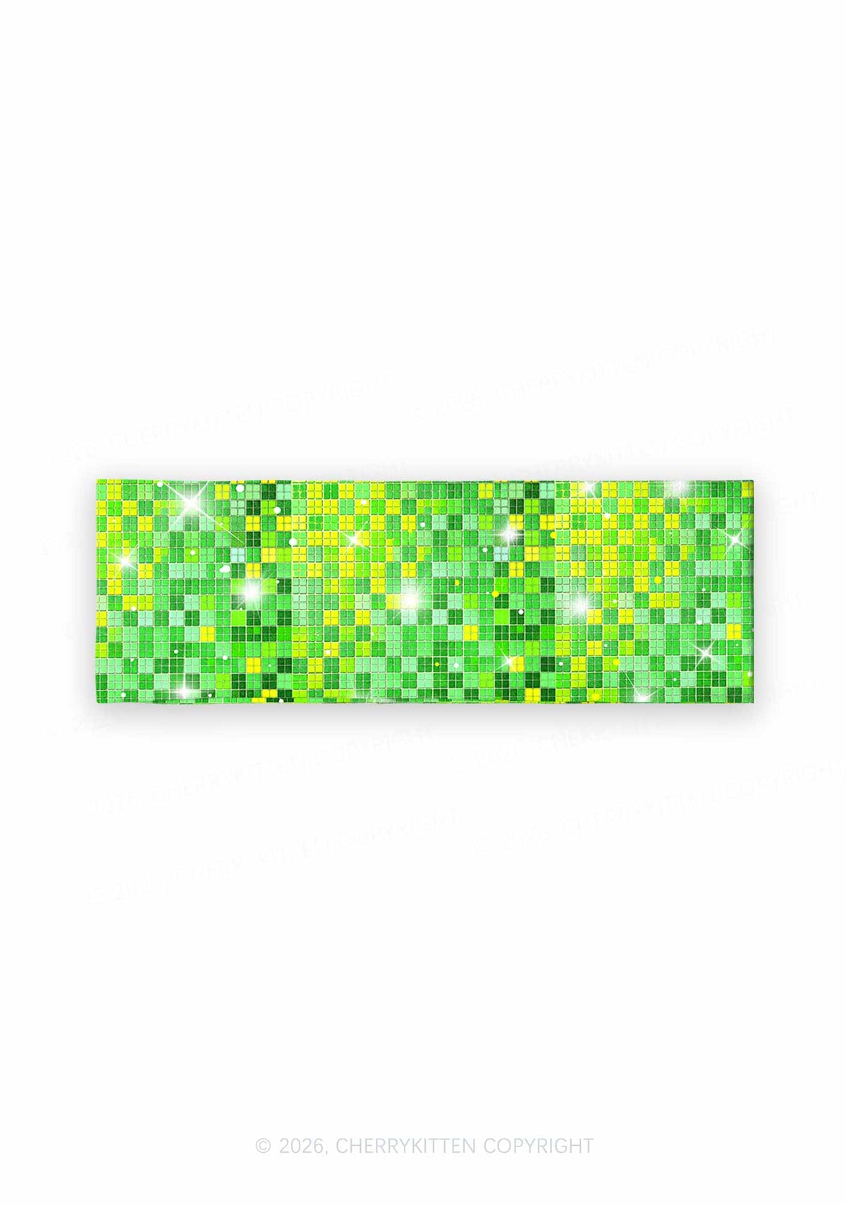 Green Disco Ball Grid Y2K Print Headband Cherrykitten