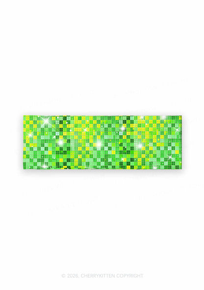 Green Disco Ball Grid Y2K Print Headband Cherrykitten