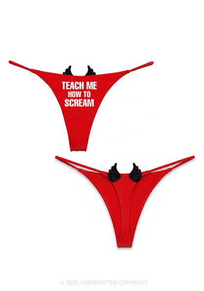 Teach Me How To Scream Y2K Goth Angel Wings Bikini String Thong Cherrykitten