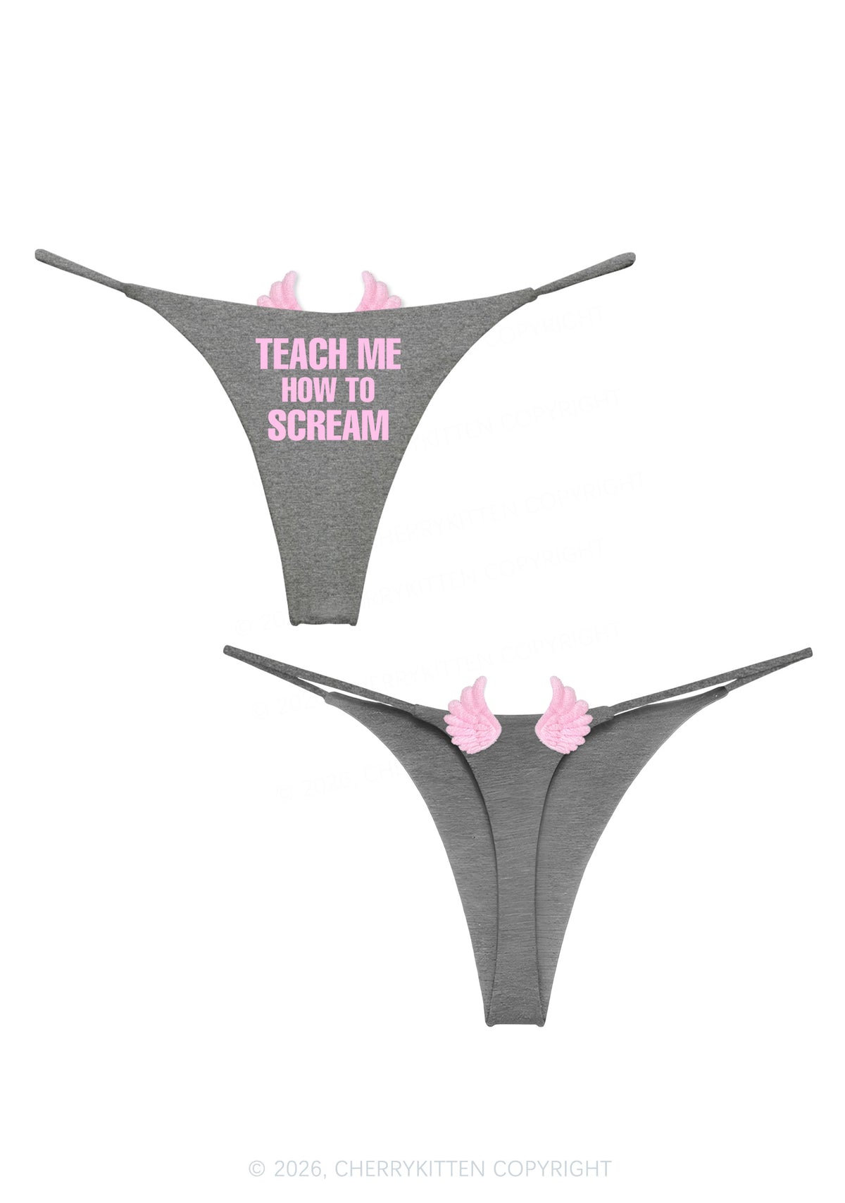 Teach Me How To Scream Y2K Goth Angel Wings Bikini String Thong Cherrykitten