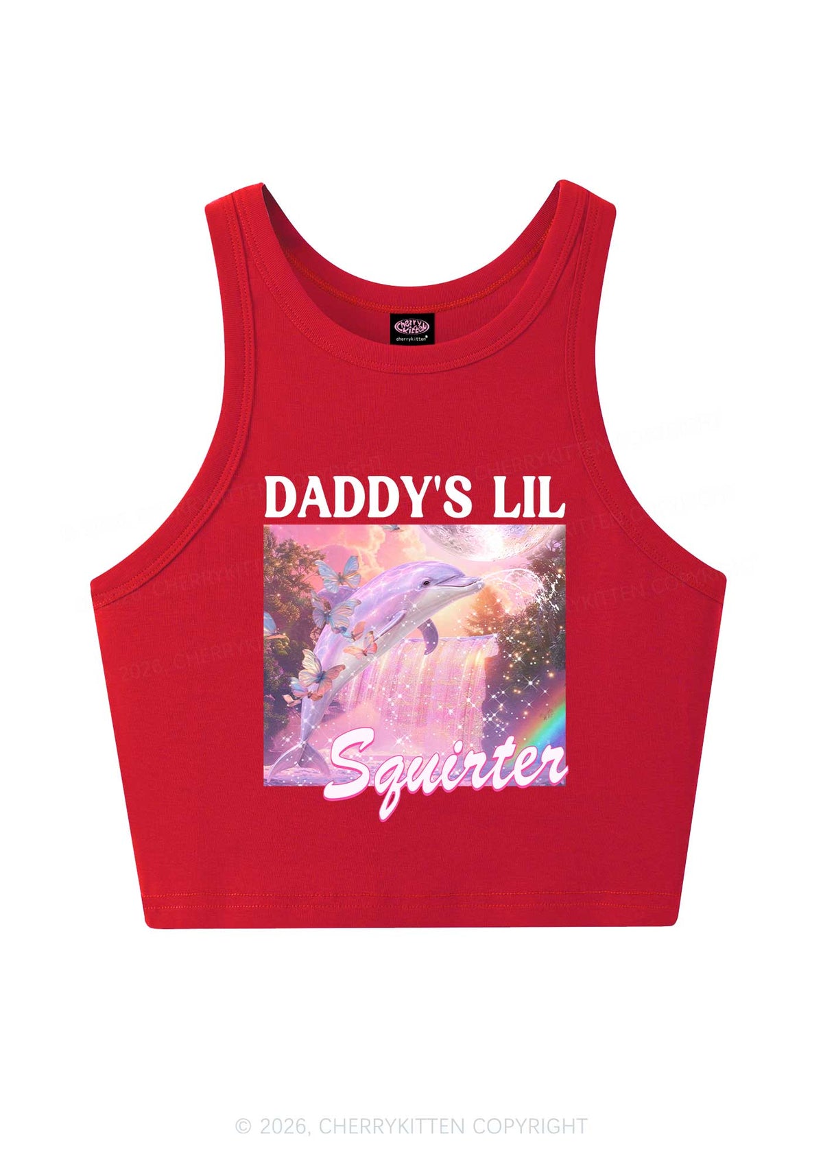 Daddys Lil Squirter Dolphin Y2K Crop Tank Top Cherrykitten