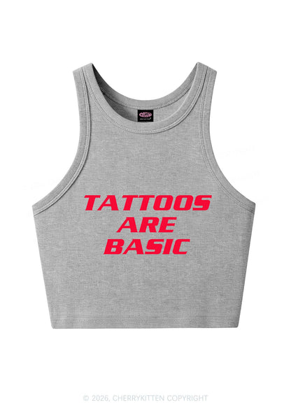 Tattoos Are Basic Y2K Crop Tank Top Cherrykitten