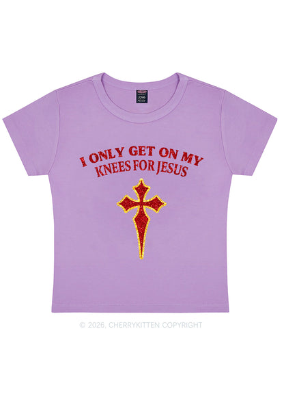 Glitter Get On My Knees For Jesus Y2K Baby Tee Cherrykitten