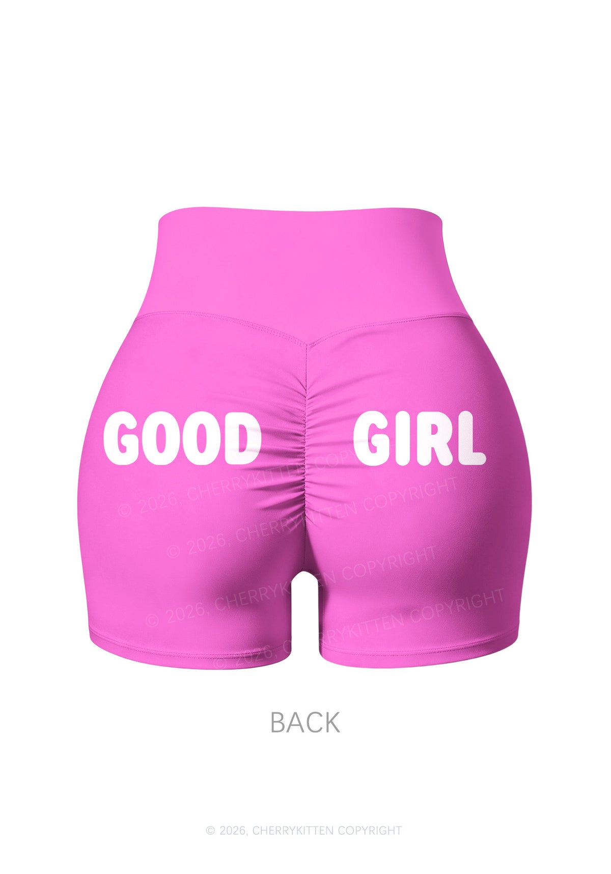 Good Girl On Hot Pink Y2K Print Gym Shorts Cherrykitten